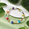 3mm Round Glass Seed Beads & Mushroom Handmade Lampwork Stretch Bracelets for Women BJEW-TA00523-2