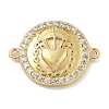 Rack Plating Brass Micro Pave Clear Cubic Zirconia Sacred Heart of Jesus Connector Charms KK-A234-065G-1