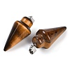 Natural Tiger Eye Gemstone Pointed Pendants G-K384-01P-07-2