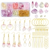 DIY Leaf & Flower Glass Earrings Jewelry Making Kits DIY-FS0007-06-1