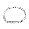 Brass Pave Clear Cubic Zirconia Horse Eye Link Bracelets BJEW-B094-03B-P-1