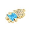 Brass Micro Pave Clear Cubic Zirconia Girl Connector Charms KK-I723-22G-2