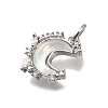 Brass Micro Pave Clear Cubic Zirconia with Glass Charms KK-G525-06P-03-2