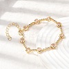 Heart Brass Micro Pave Cubic Zirconia Link Chain Bracelets for Women BJEW-A164-01G-04-2