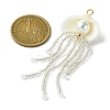Natural Clam Shell & Glass Pearl & Glass Seed Beaded Big Pendants PALLOY-MZ00298-01-2