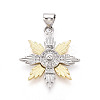 Brass Micro Pave Clear Cubic Zirconia Pendants KK-T080-14B-GP-1