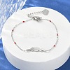 304 Stainless Steel Feather Link Bracelets for Women BJEW-A036-17P-1