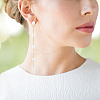 1 Pairs ABS Plastic Imitation Pearl Beaded Tassel Dangle Stud Earrings EJEW-AN0001-52-5