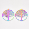 Ion Plating(IP) 201 Stainless Steel Filigree Pendants STAS-S108-44-2