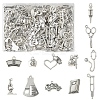 100Pcs 12 Styles Tibetan Style Zinc Alloy Pendants TIBEP-FS0001-39-1