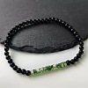 4MM Natural Green Spot Jasper Heishi Beads and Round Frosted Black Onyx(Dyed & Heated) Beaded Stretch Bracelets for Women Men MG4641-6-1