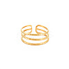 Ion Plating(IP) 304 Stainless Steel Triple Line Open Cuff Ring for Women RJEW-S405-232G-1
