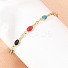 304 Stainless Steel Enamel Teardrop Link Chain Bracelets for Women BJEW-D460-12G-1