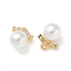 Brass Micro Pave Cubic Zirconia with ABS Imitation Pearl Charms KK-Z136-09G-2