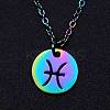 Rainbow Color Stainless Steel Constellation Pendant Necklace for Women ZODI-PW0001-039L-1