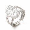 Tarnish Resistant 304 Stainless Steel Hamsa Hand Open Cuff Ring Settings LS-RJEW-B027-22P-1