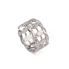 Non-Tarnish 304 Stainless Steel Horse Eye Open Cuff Ring for Women RJEW-G285-02P-1