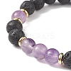 7Pcs 7 Style Natural Mixed Gemstone & Lava Rock Round Beaded Stretch Bracelets Set BJEW-JB08914-3