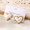 201 Stainless Steel Heart Stud Earrings EJEW-P304-03G-3