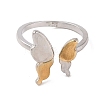 Two Tone Brass Butterfly Open Cuff Ring RJEW-B050-03-2