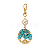 Synthetic Turquoise Chips Beads & Alloy Tree of Life Pendant Decorations HJEW-JM03129-03-2