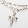 Cross CCB Plastic Charm Multi-strand Anklets AJEW-AN00092-03-2