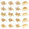 20Pcs 5 Style Rack Plating Brass Pave Clear Cubic Zirconia Flower Slide Charms KK-BC0012-86-1