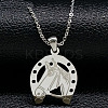201 Stainless Steel Horse Pendant Necklaces LS-NJEW-H065-23P-1