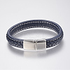 Braided Leather Cord Bracelets BJEW-H561-07E-2