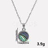 Stylish 304 Stainless Steel Pave Natural Paua Shell Flat Round Pendant Necklaces Simple Design Jewelry DP7329-1-1