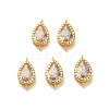 Brass Pave Clear Cubic Zirconia Teardrop Connector Charms KK-H515-03B-G-1