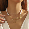 Natural Howlite Chip Beaded Necklaces with Alloy Lip Charms WGDF26A-09-2
