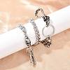 304 Stainless Steel Cuban Link Chain Skull Pants Chains with S-Hooks AJEW-D001-01A-ASP-2