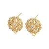 Brass Micro Pave Clear Cubic Zirconia Stud Earring Findings KK-K393-01G-1
