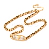 304 Stainless Steel Crystal Rhinestone Rectangle with Heart Pendant Necklaces for Women NJEW-D340-01G-1