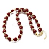 Brass & ABS Imitation Pearl Heart and Round Beaded Necklaces for Women NJEW-D314-11C-G-4
