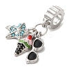 Rack Plating Alloy Aquamarine Rhinestone European Dangle Charms PALLOY-S189-25P-2
