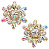2Pcs Flower Rhinestone Ornament Accessories DIY-FG0006-42G-01-1
