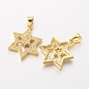 Star of David Brass Micro Pave Cubic Zirconia Pendants ZIRC-I014-31-FF-2