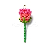 3Pcs Glass Seed Beaded Rose Pendants PALLOY-MZ00461-2