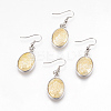 Natural Yellow Shell Dangle Earrings EJEW-F162-B01-1