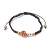 4Pcs 4 Style Sport Theme Acylic & Alloy Braided Bead Bracelets Set BJEW-JB10122-3