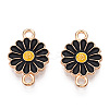 Zinc Alloy Enamel Sunflower Connector Charms ENAM-E011-01KCG-10-3