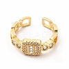 Cubic Zirconia Rectangle Open Cuff Ring KK-A180-31G-1
