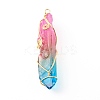 Electroplate Natural Quartz Crystal Pendants PALLOY-JF00741-02-5
