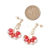 Fan Glass Dangle Stud Earrings EJEW-MZ00674-01-4