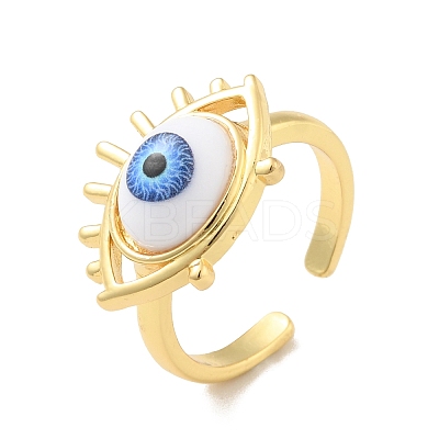 Acrylic Horse Eye Open Cuff Ring RJEW-B042-04G-03-1