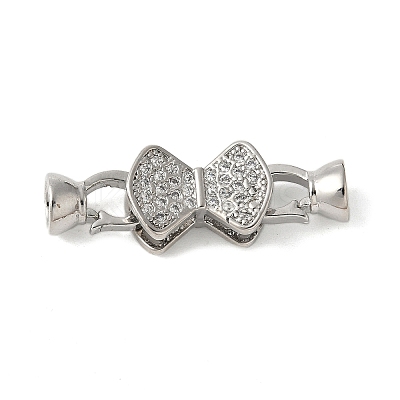 Brass Pave Clear Cubic Zirconia Fold Over Clasps KK-M320-30P-1