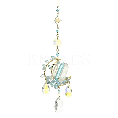 Moon Gemstone Window Hanging Suncatchers HJEW-TA00049-1