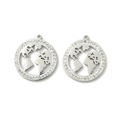 304 Stainless Steel Rhinestone Pendants STAS-V015-08P-1